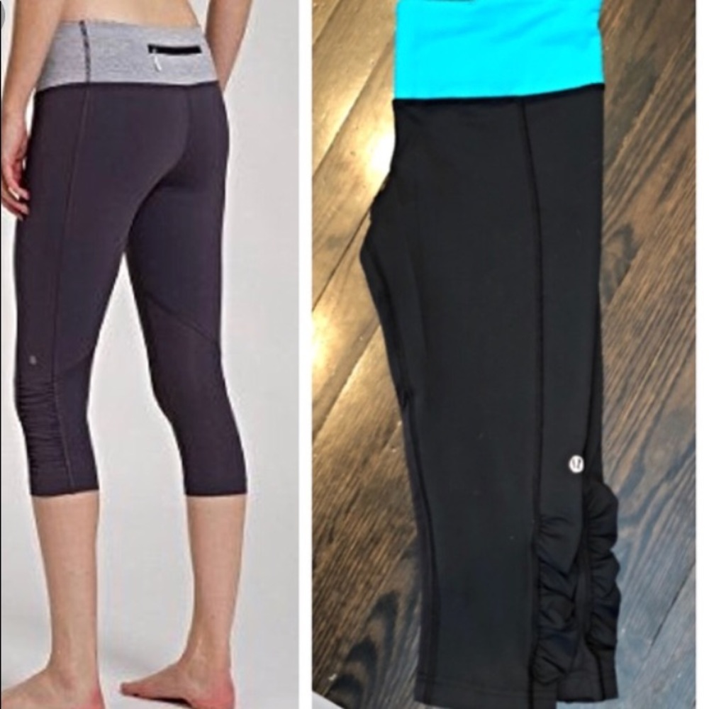 Lululemon tempo crops with blue waistband